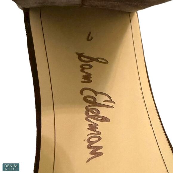 Sam Edelman Velvet Yaro Block Heels Taupe Brown Ankle Strap Dress Sandal 7 - Picture 8 of 9